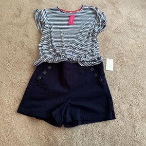 NWT Navy and white striped top